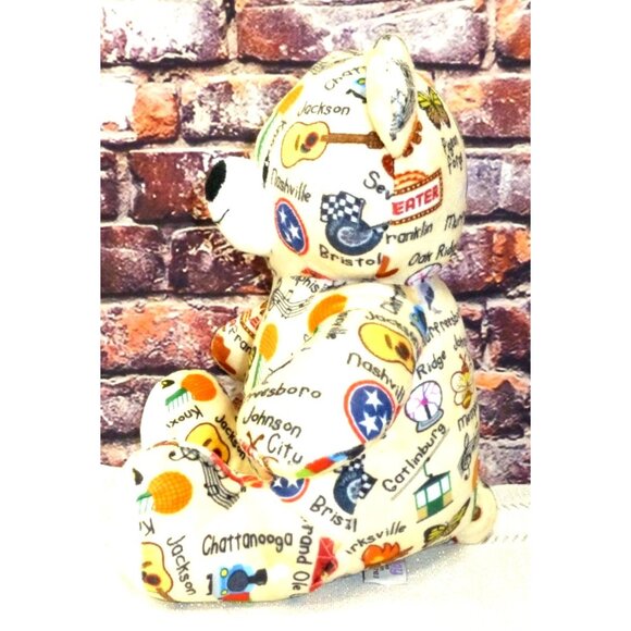 Tennessee-Themed Plush Bear With Colorful Print & Symbols 8-Inch - Picture 3 of 4
